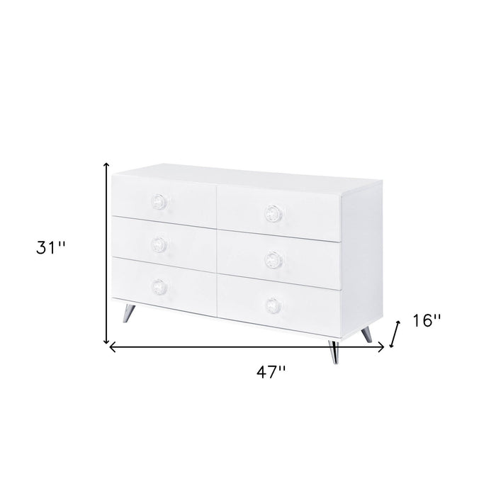 Double Dresser, 6 Drawer - White