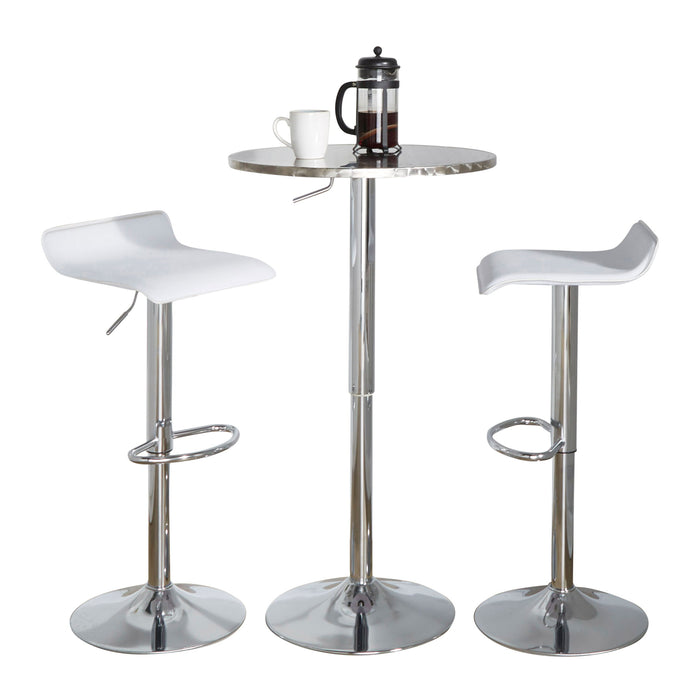 Ale - 3 Piece Bar Set Bistro Round Contemporary Adjustable Oval Footrest