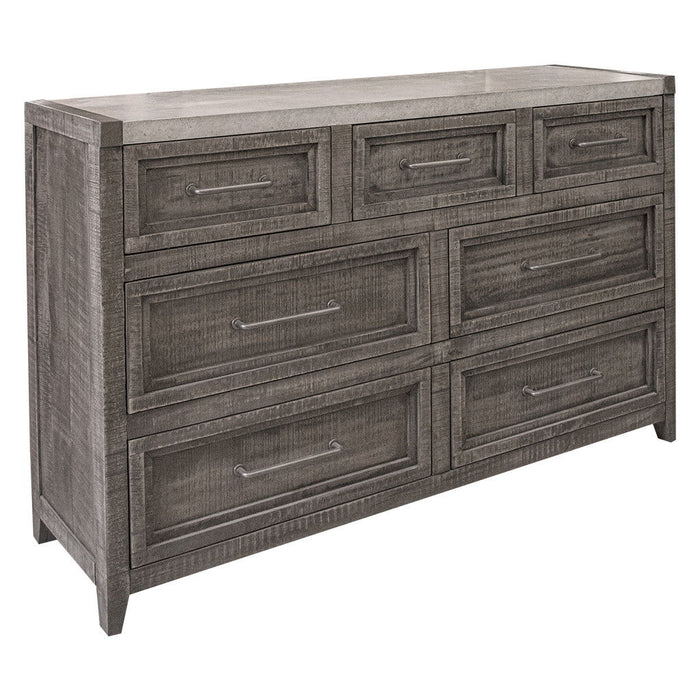 Solid Wood Seven Drawer Triple Dresser - Gray