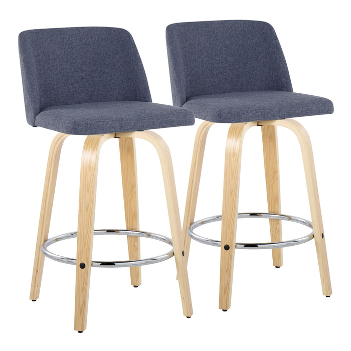 Toriano - Contemporary Fixed-Height Counter Stool With Swivel And Round Footrest (Set of 2)