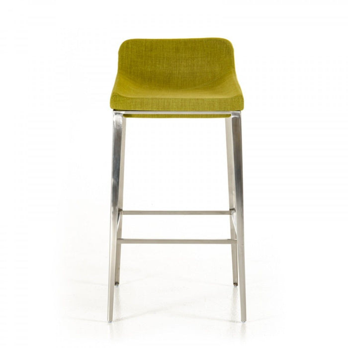 Stainless Steel Low Back Bar Height Bar Chair - Green / Silver