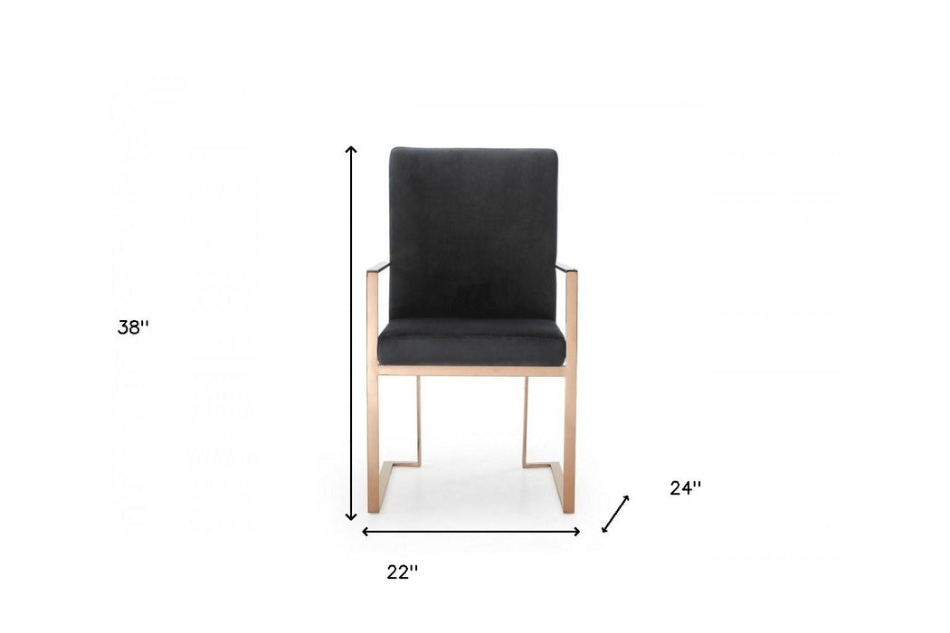 Rosegold Velvet Dining Chair - Black