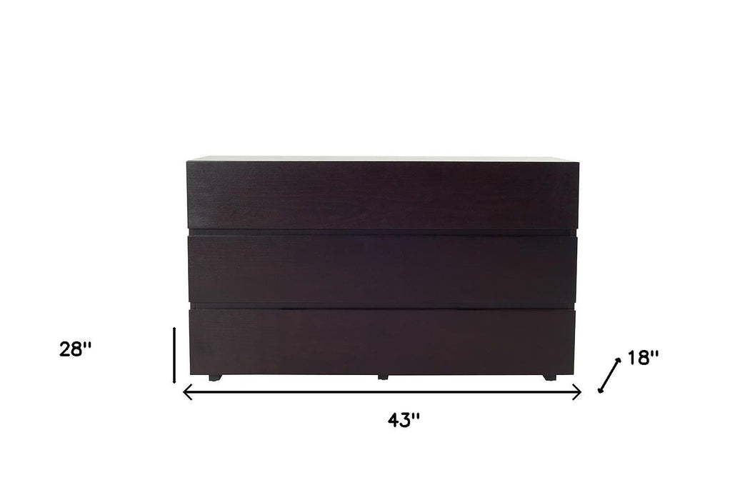 Three Drawer Dresser - Dark Brown