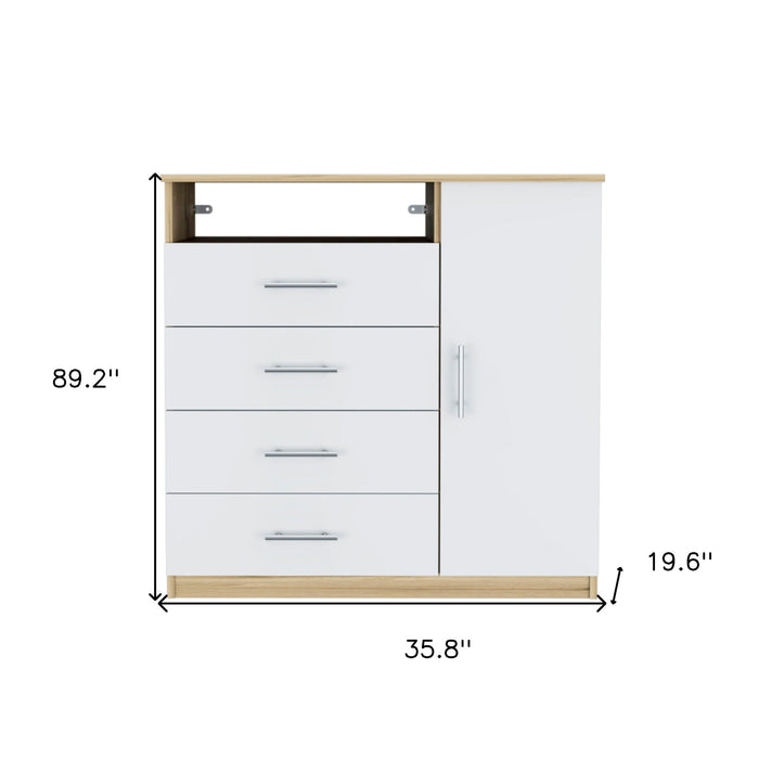 Four Drawer Dresser - White / Natural