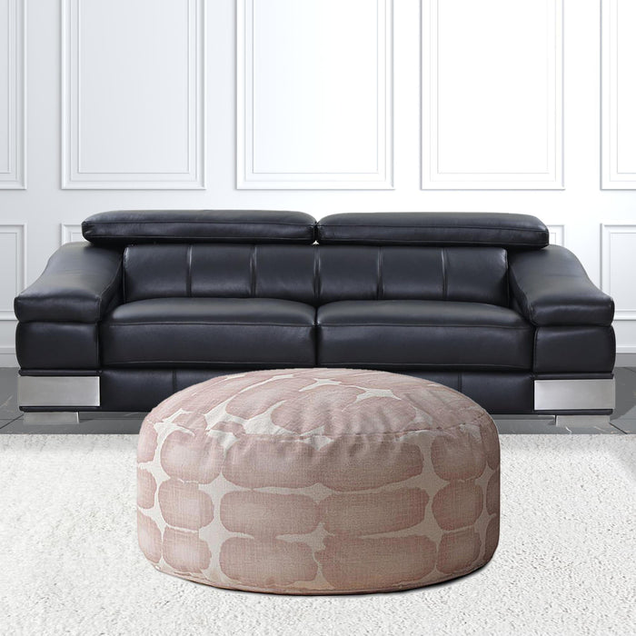 Canvas Round Abstract Pouf Cover - Pink / White