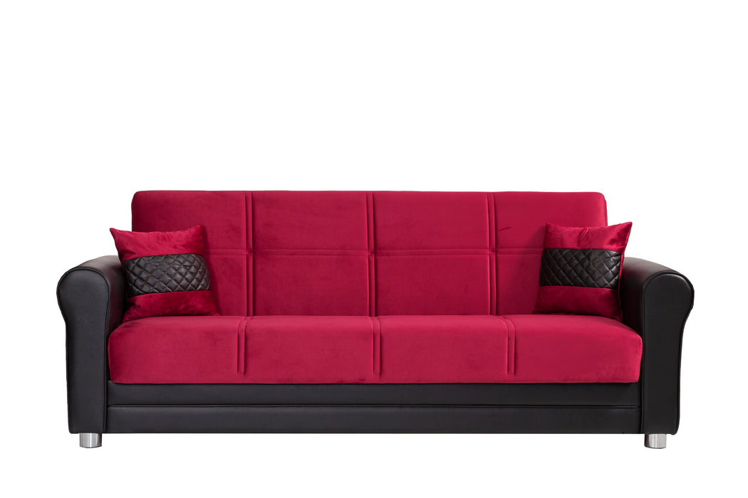 Ottomanson Avalon - Convertible Sofabed With Storage - Burgundy & Black