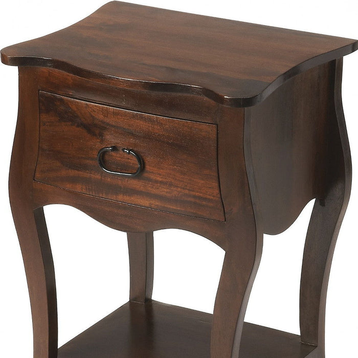 One Drawer Solid Wood Nightstand - Brown