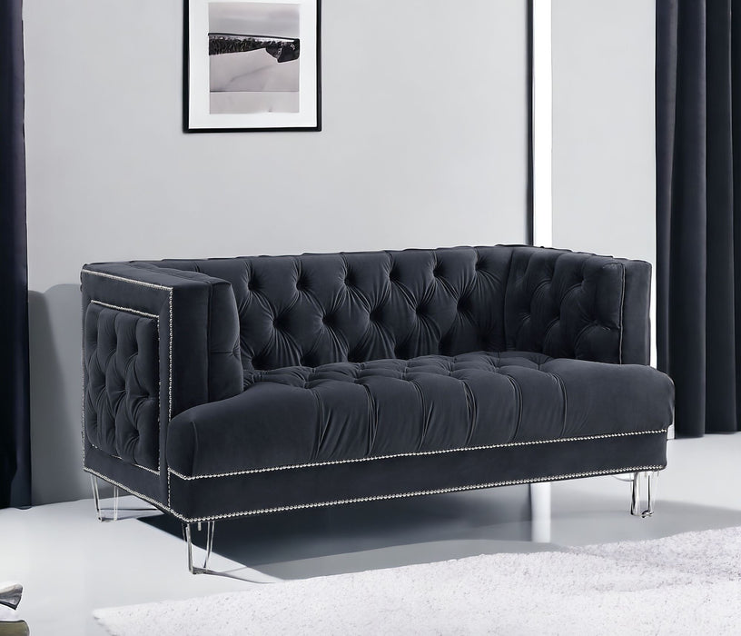 Velvet Loveseat - Charcoal / Silver