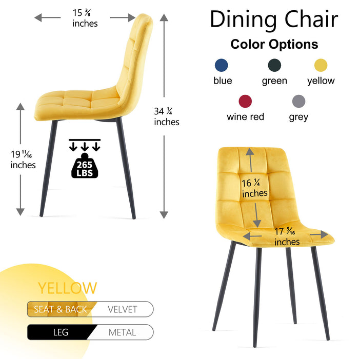 Mid-Century Modern Velvet Dining Chairs Set For Kitchen, Living Room