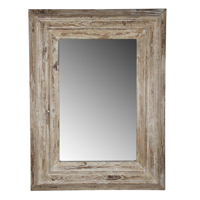 Rectangle Wall Accent Mirror With Distressed Wood Frame - Brown