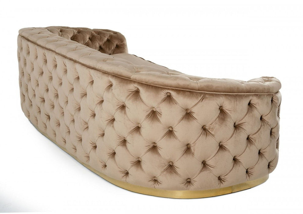 Velvet Sofa With Gold Legs - Beige