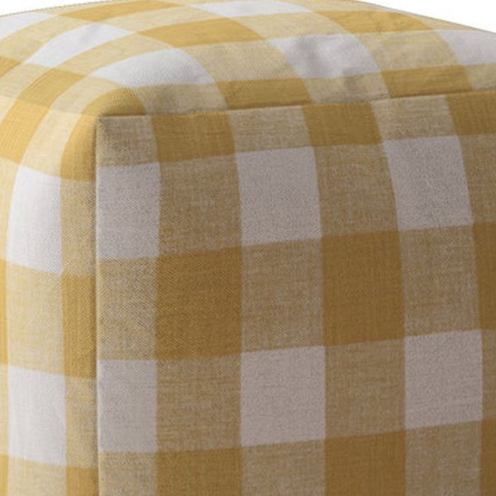 Canvas Gingham Pouf Cover - Yellow / White