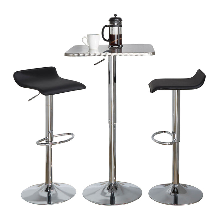 Ale - 3 Piece Bar Set Bistro Square Contemporary Adjustable Oval Footrest