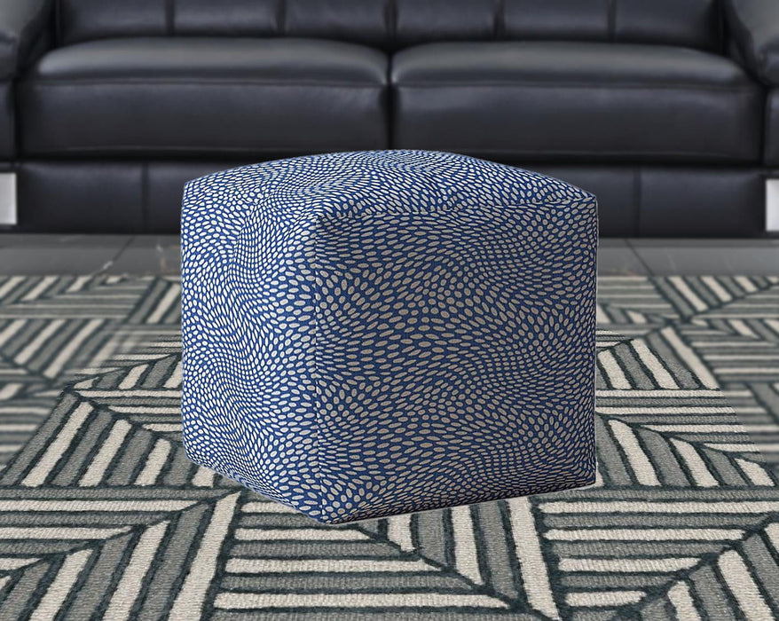 Canvas Polka Dots Pouf Cover - Blue / White