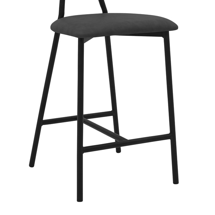 37" Low Back Counter Height Bar Chair - Gray / Black