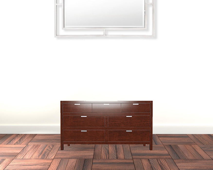 Solid Wood Seven Drawer Double Dresser - Brown