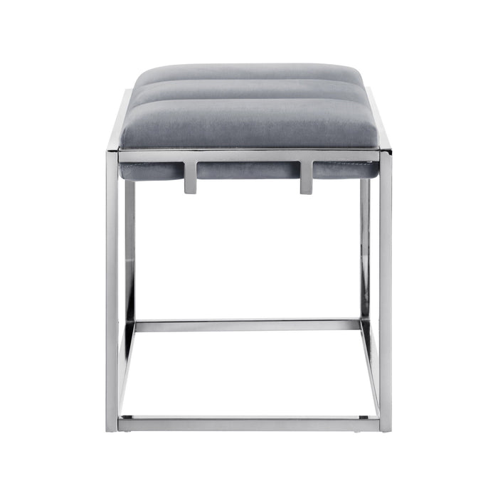 Velvet Ottoman - Silver / Gray