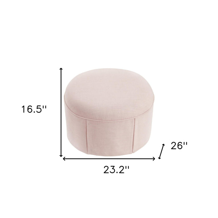 Linen Oval Ottoman - Light Pink