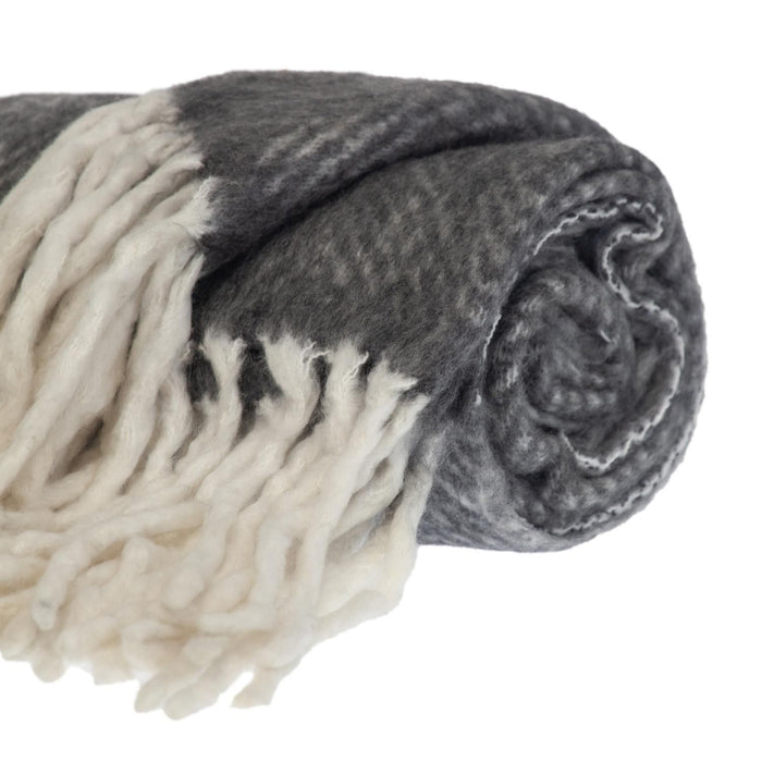 Super Soft Throw Blanket - Black And White - Handloomed Mohair
