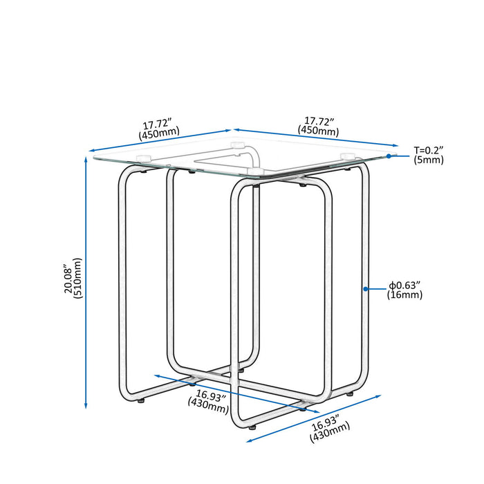 Modern Tempered Glass Coffee Table End Table Side Table For Living Room, Bedroom