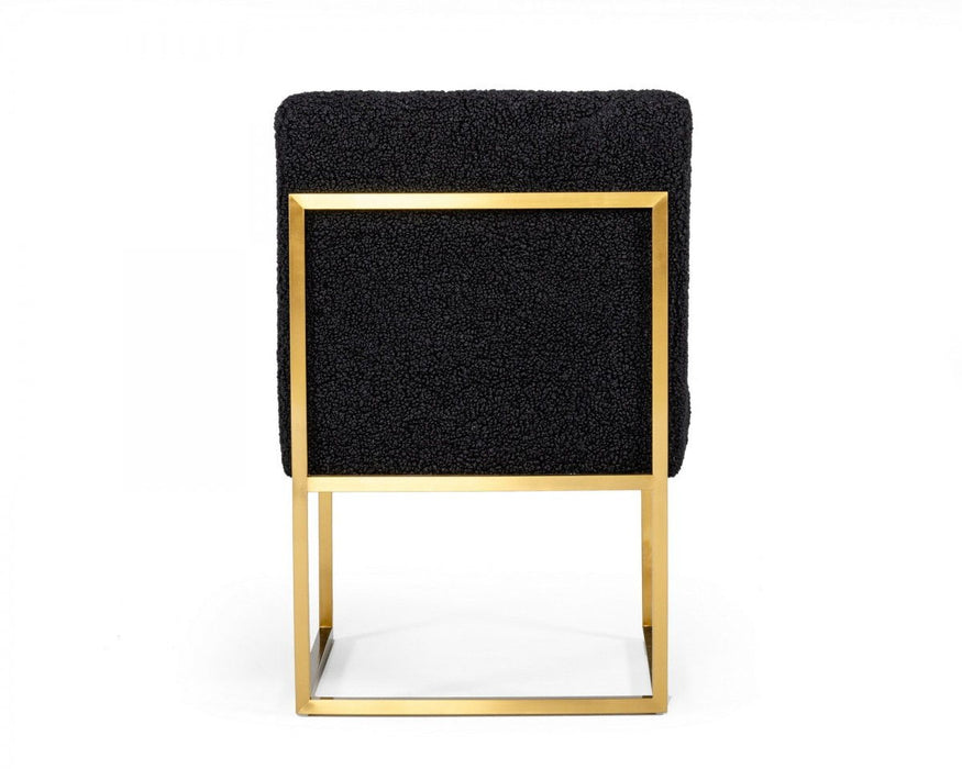 Solid Color Parsons Chair (Set of 2) - Black / Gold