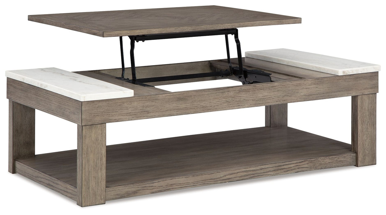 Loyaska - Grayish Brown / White - Lift Top Cocktail Table