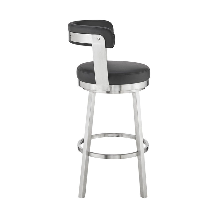 36" Swivel Backless Counter Height Bar Chair - Black / Silver