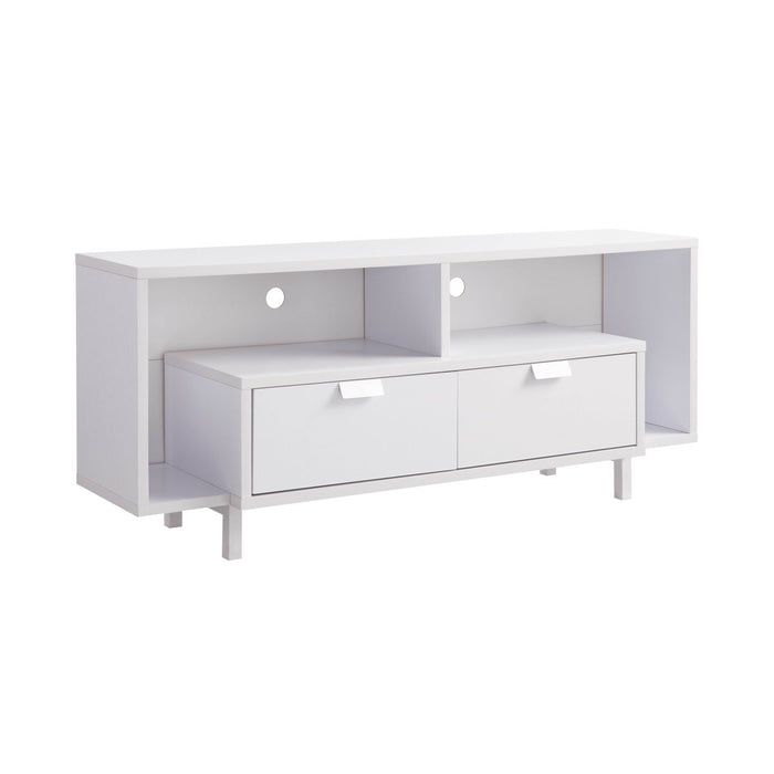 TV Stand With Wire Cutouts And U-Legs - White