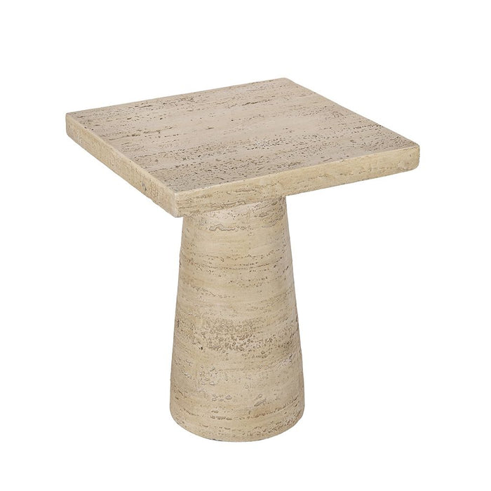 Square Side Table With Pedestal Base