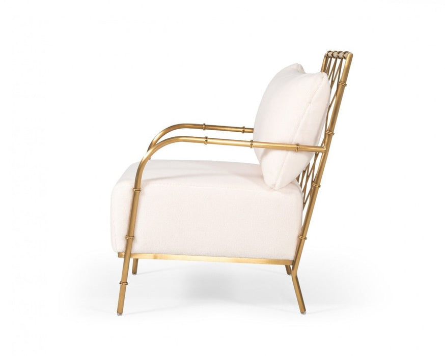 Stylish Velvet A Frame Accent Chair - White / Gold