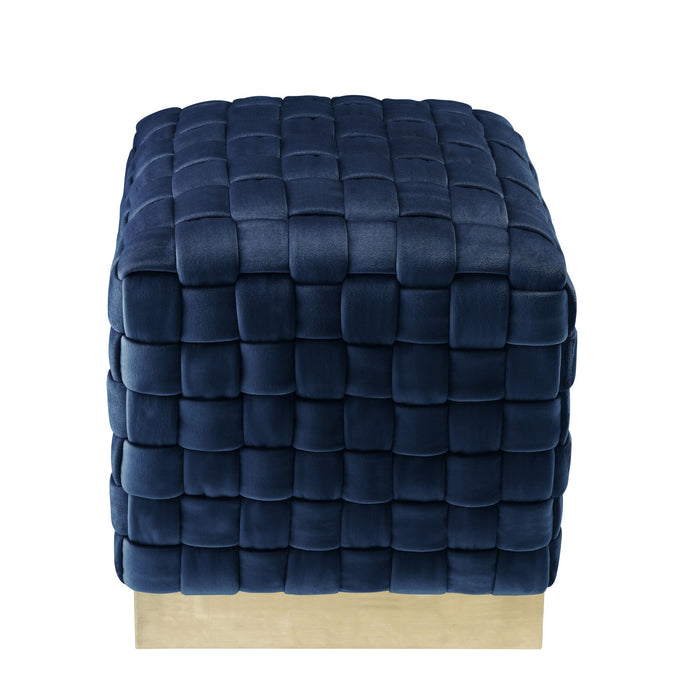 Velvet Ottoman - Navy Blue / Gold