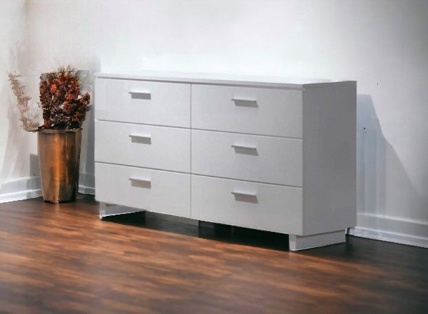 Six Drawer Double Dresser - White