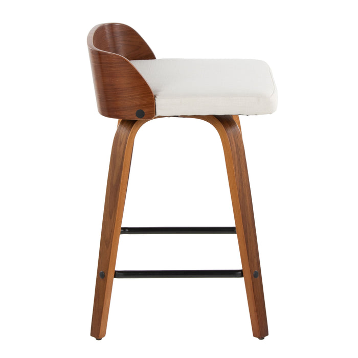 Maya - Mid Century Modern Fixed Height Counter Stool With Swivel And Square Footrest (Set of 2)