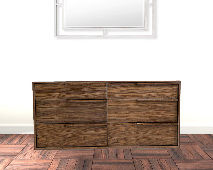 Six Drawer Double Dresser - Walnut / Brown