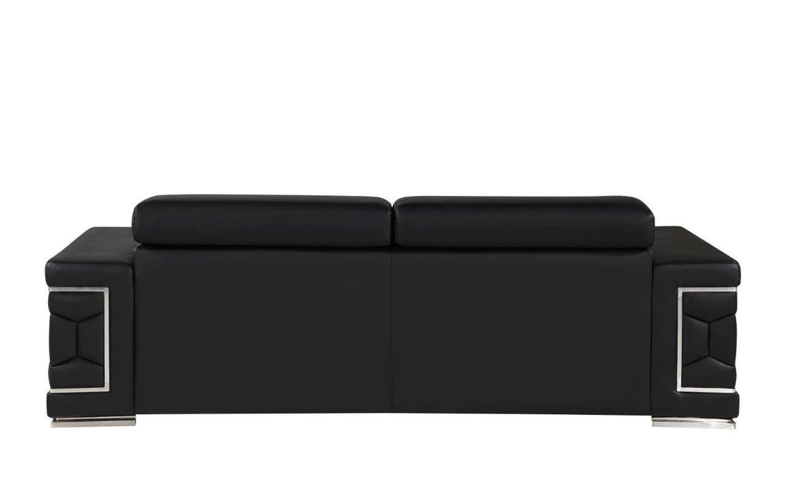 Silver Legs Sofa Leather - Black