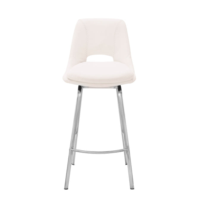 41" Swivel, Low Back Bar Height Bar Chair - White / Silver