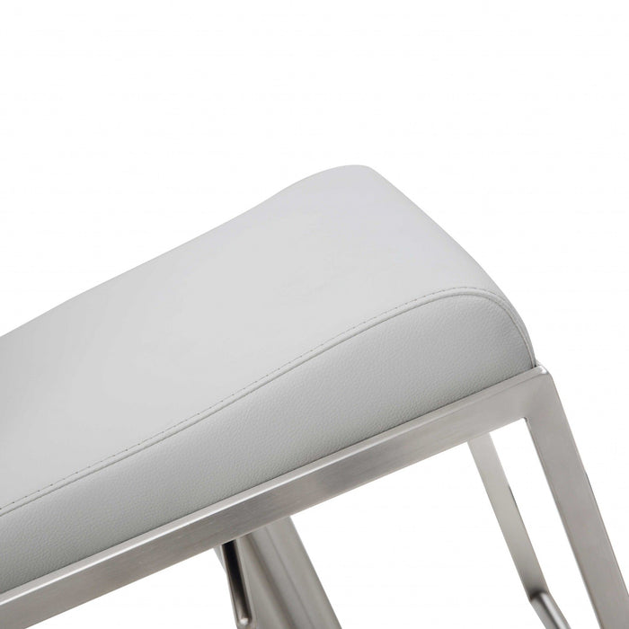 Stainless Steel Bar Chair - White / Silver