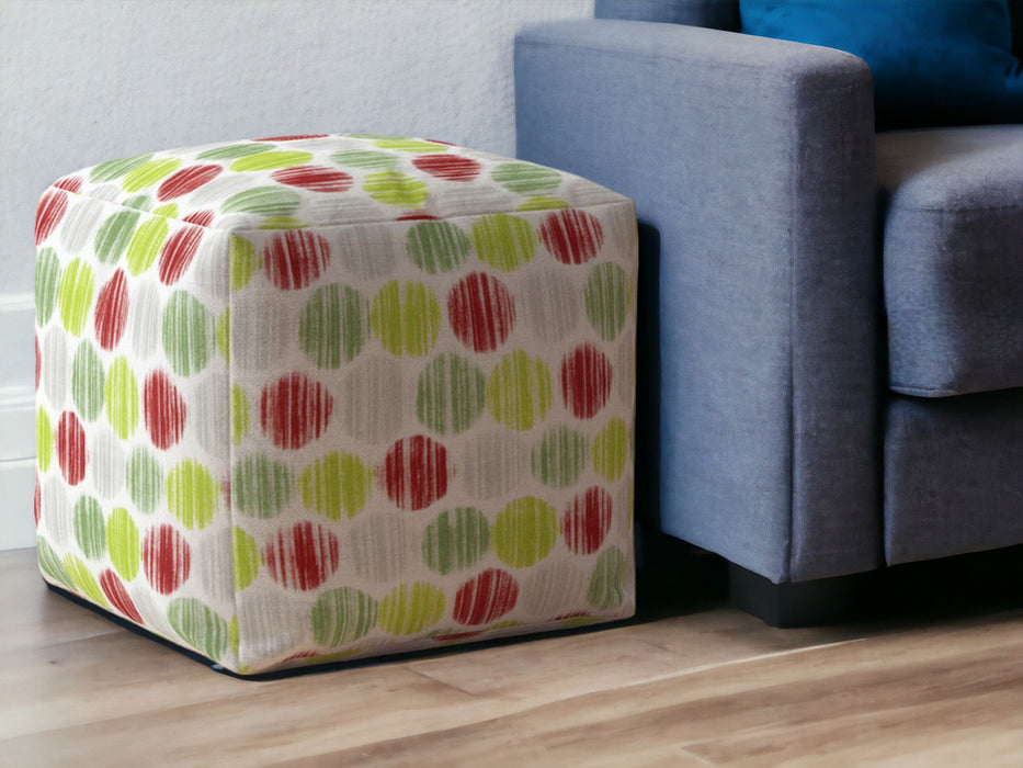 Polka Dots Pouf Ottoman - Green / White