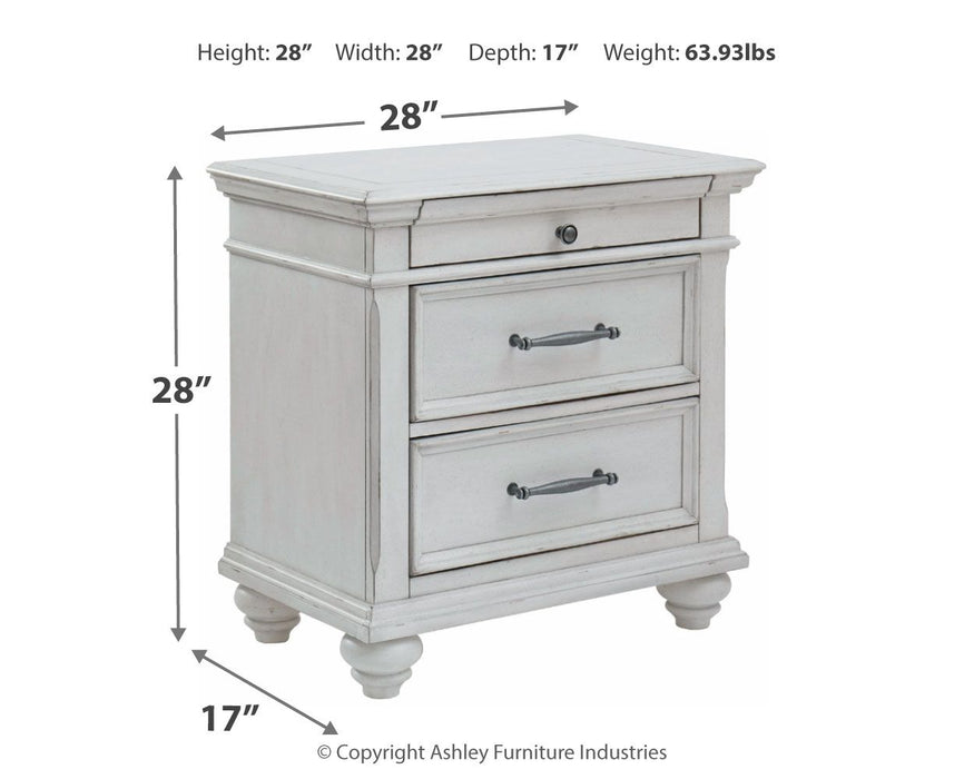 Kanwyn - Whitewash - Three Drawer Night Stand