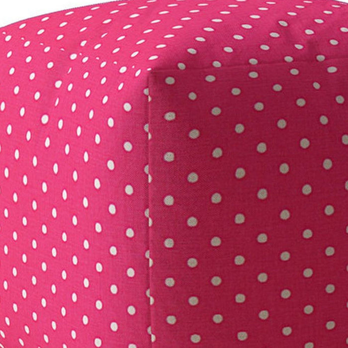 Cotton Polka Dots Pouf Ottoman - Pink