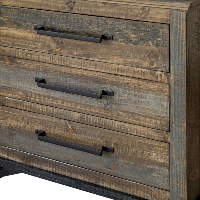 Solid Wood Three Drawer Chest - Brown / Gray