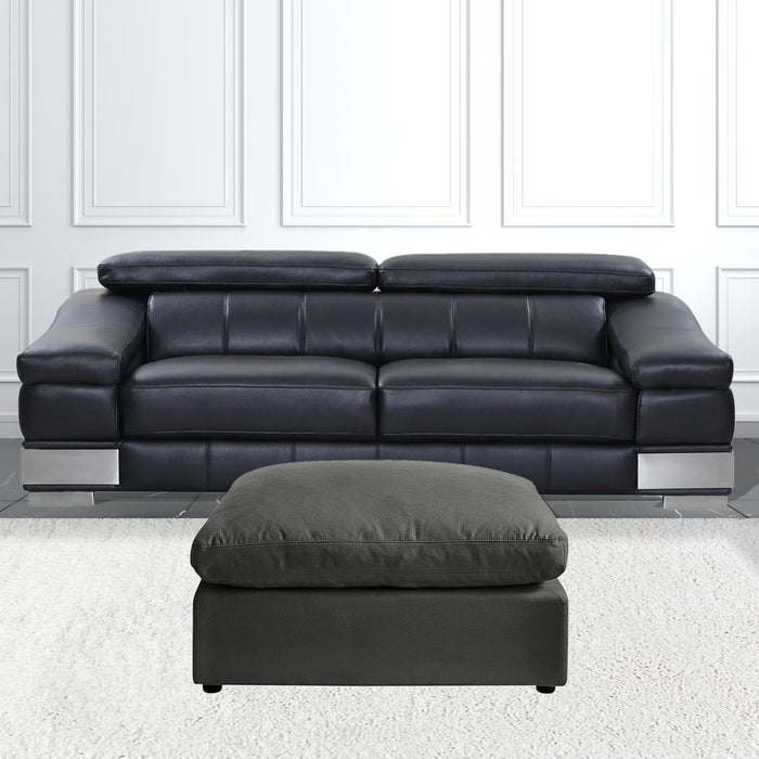 Linen Ottoman - Charcoal / Black