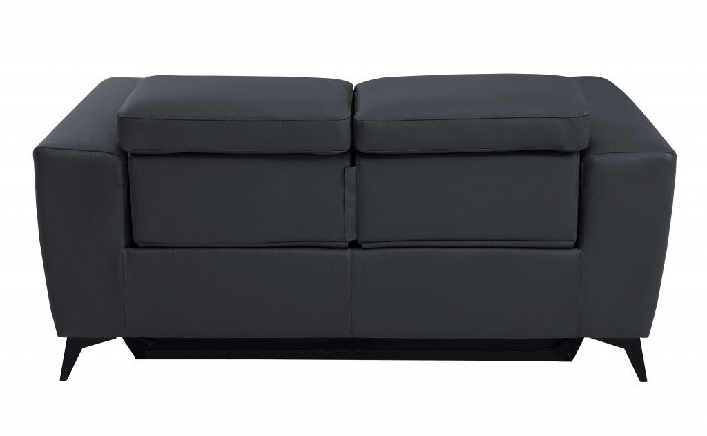 Italian Leather Power Reclining Loveseat - Gray / Black