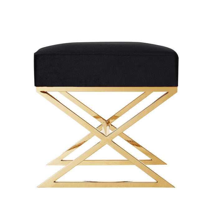 Velvet Ottoman - Gold / Black