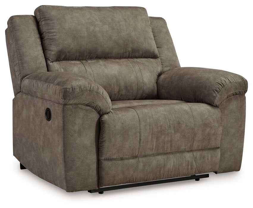 Laresview - Fossil - Zero Wall Wide Seat Recliner - Faux Leather