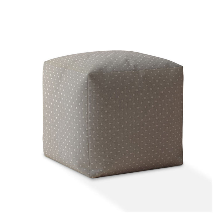 Cotton Polka Dots Pouf Ottoman - Gray