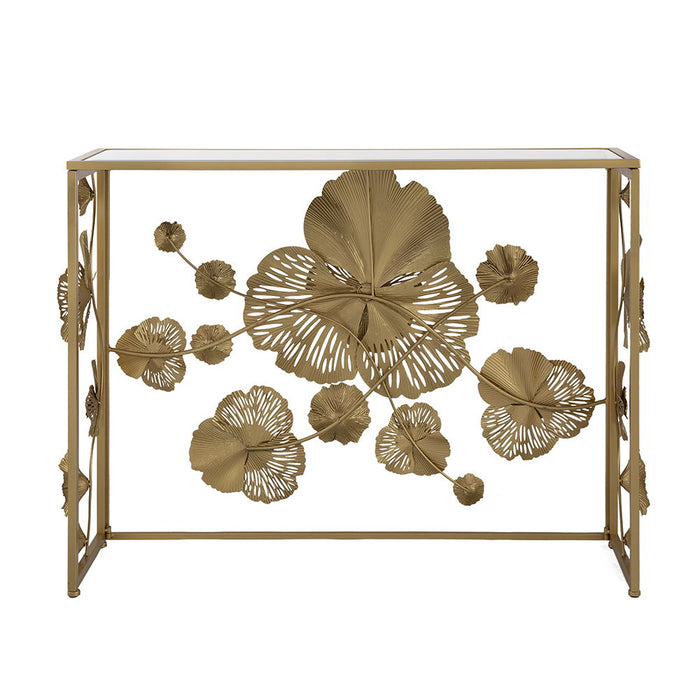 Console Table With Mirrored Glass Top, Modern Entryway Table For Living Room Foyer Entryway - Gold