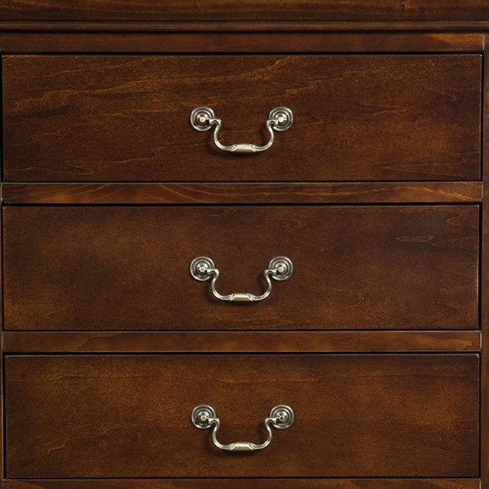 Solid Wood, Five Drawer Chest - Brown