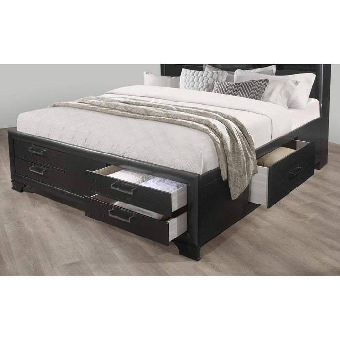 Solid Wood King Eight Drawers Bed - Gray