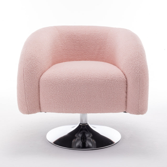 Modern Style Single Swivel Sofa Chair, Teddy Upholstered Single Sofa With Round And Fluffy Reading Chair, Suitable For Living Room